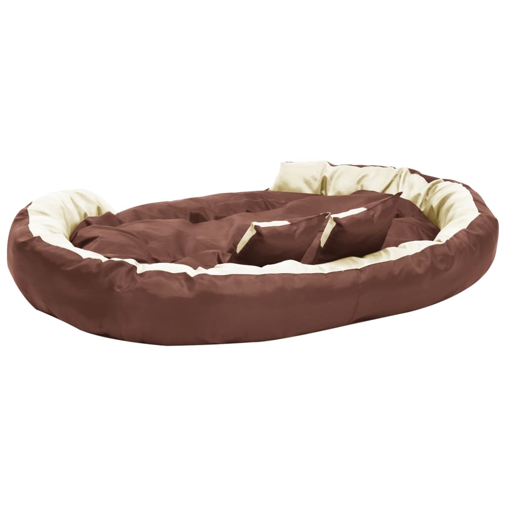 Berkfield Reversible & Washable Dog Cushion Brown and Cream 150x120x25 cm