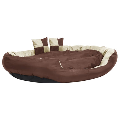 Berkfield Reversible & Washable Dog Cushion Brown and Cream 150x120x25 cm