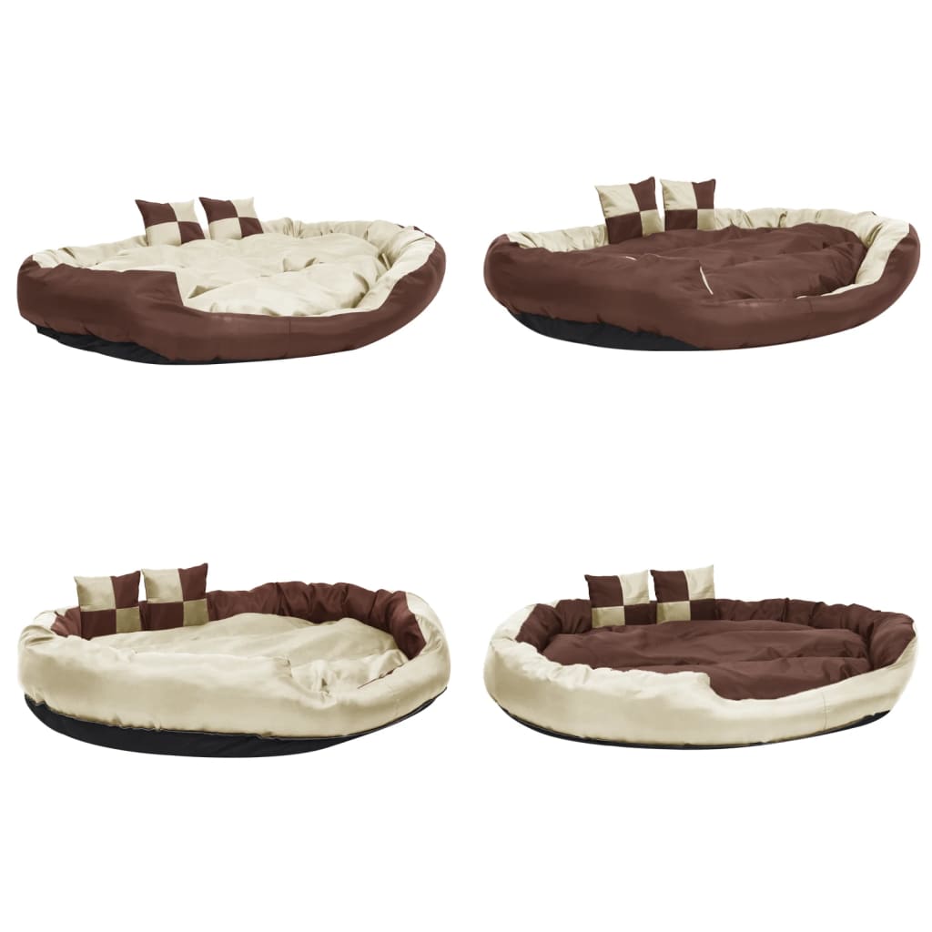 Berkfield Reversible & Washable Dog Cushion Brown and Cream 150x120x25 cm