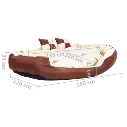 Berkfield Reversible & Washable Dog Cushion Brown and Cream 150x120x25 cm