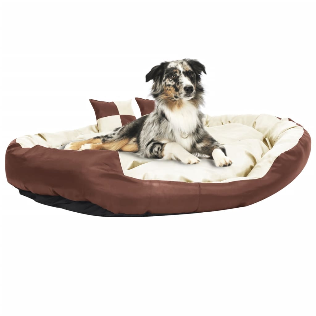 Berkfield Reversible & Washable Dog Cushion Brown and Cream 150x120x25 cm