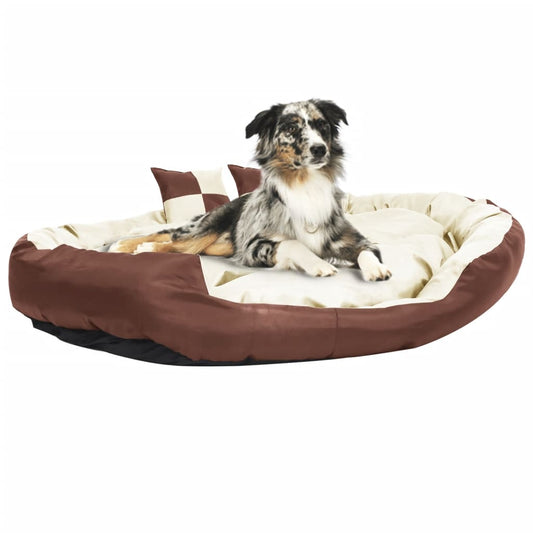 Berkfield Reversible & Washable Dog Cushion Brown and Cream 150x120x25 cm