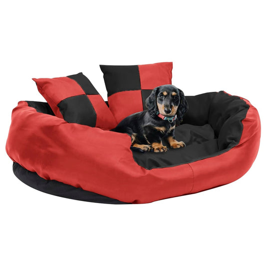Berkfield Reversible & Washable Dog Cushion Red and Black 85x70x20 cm