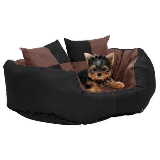 Berkfield Reversible & Washable Dog Cushion Black and Brown 65x50x20 cm