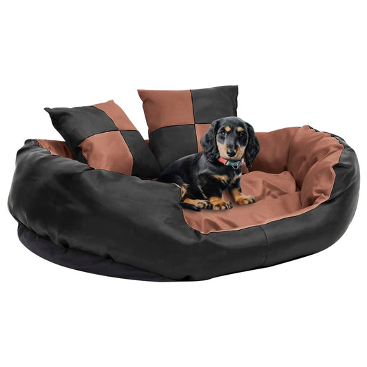 Berkfield Reversible & Washable Dog Cushion Black and Brown 85x70x20 cm