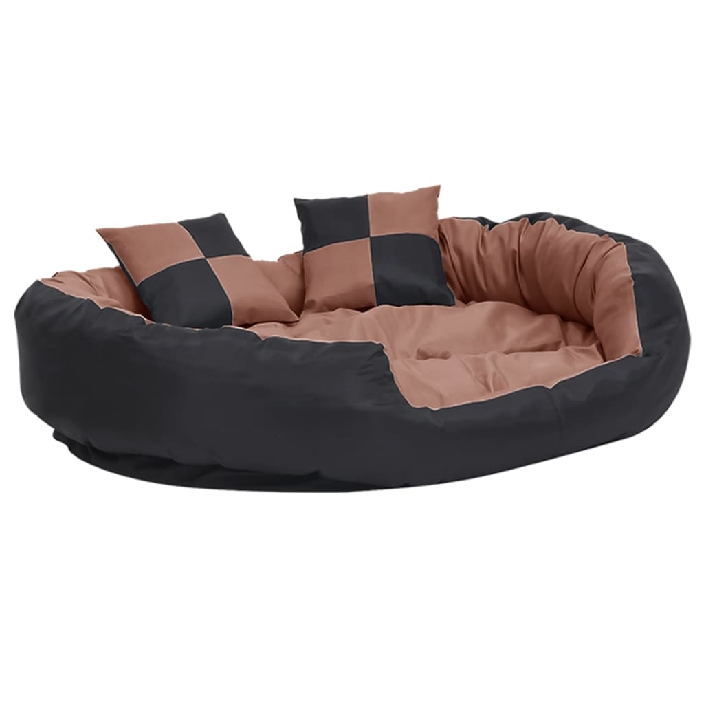 Berkfield Reversible & Washable Dog Cushion Black and Brown 110x80x23 cm
