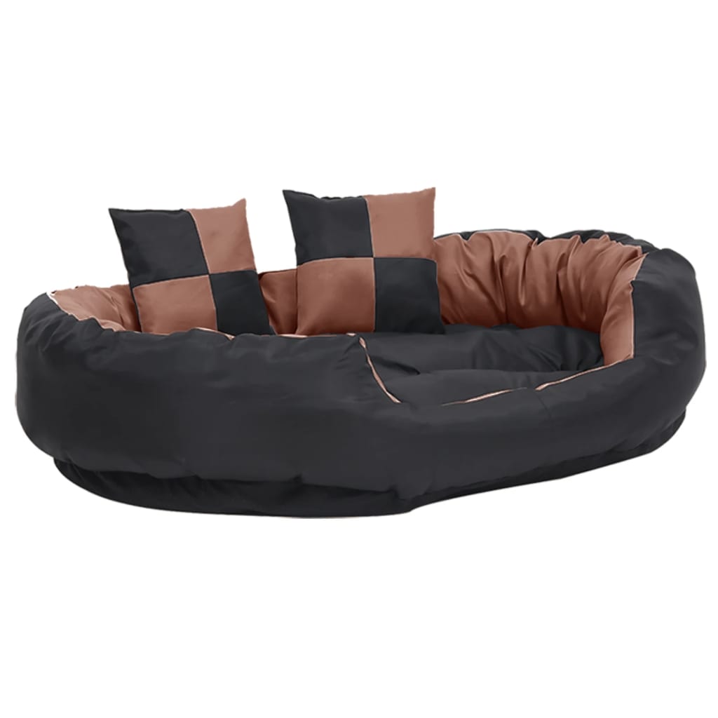 Berkfield Reversible & Washable Dog Cushion Black and Brown 110x80x23 cm