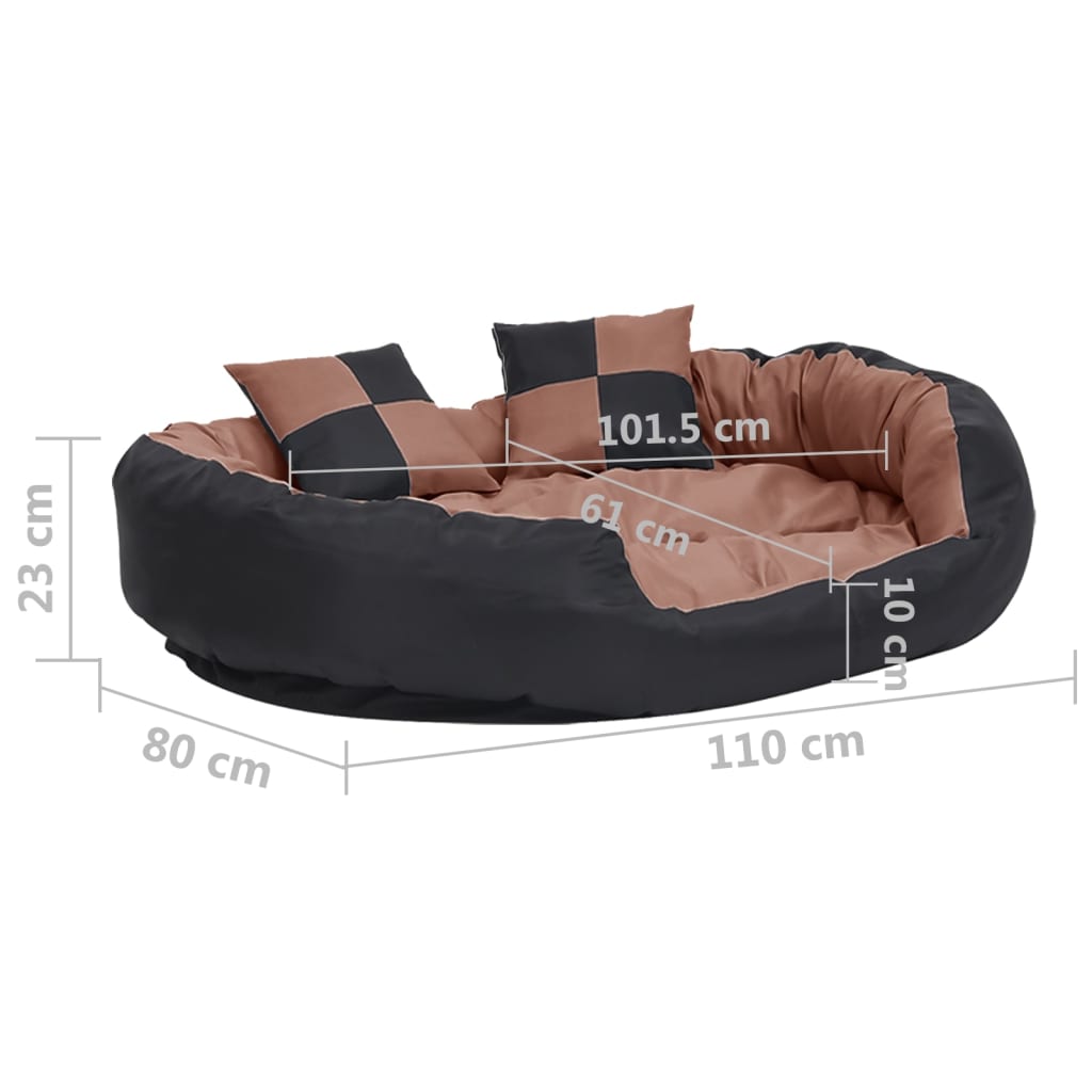 Berkfield Reversible & Washable Dog Cushion Black and Brown 110x80x23 cm
