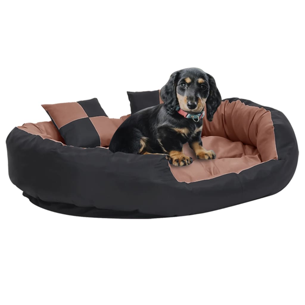 Berkfield Reversible & Washable Dog Cushion Black and Brown 110x80x23 cm