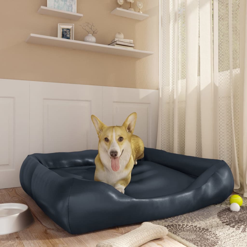Berkfield Dog Bed Dark Blue 80x68x23 cm Faux Leather