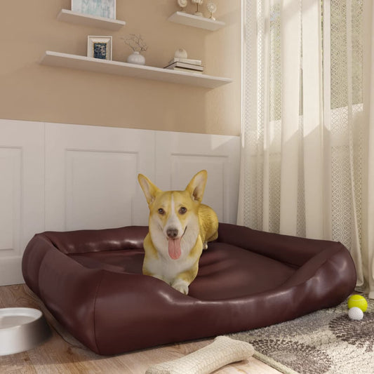 Berkfield Dog Bed Brown 105x80x25 cm Faux Leather