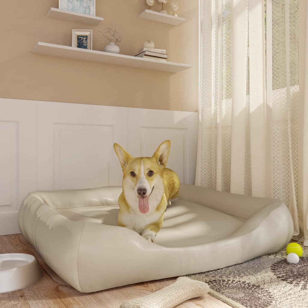 Berkfield Dog Bed Beige 105x80x25 cm Faux Leather