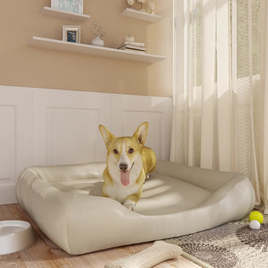 Berkfield Dog Bed Beige 105x80x25 cm Faux Leather