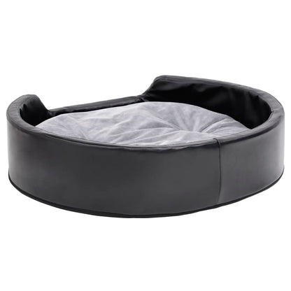 Berkfield Dog Bed Black and Grey 79x70x19 cm Plush and Faux Leather