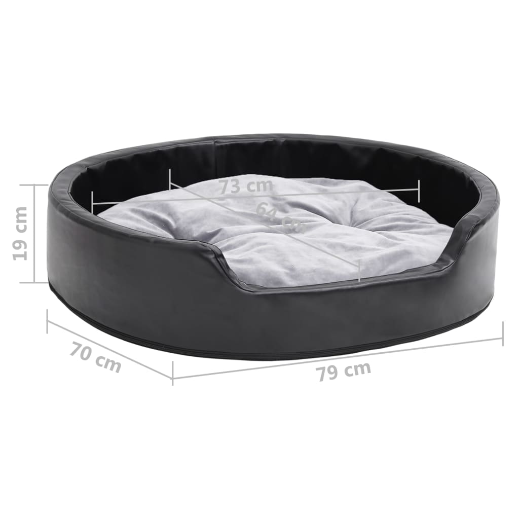 Berkfield Dog Bed Black and Grey 79x70x19 cm Plush and Faux Leather