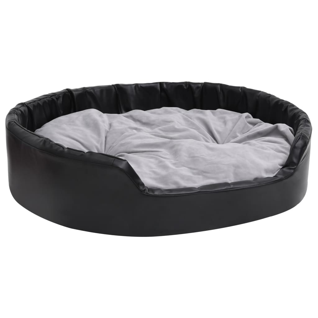 Berkfield Dog Bed Black and Grey 99x89x21 cm Plush and Faux Leather