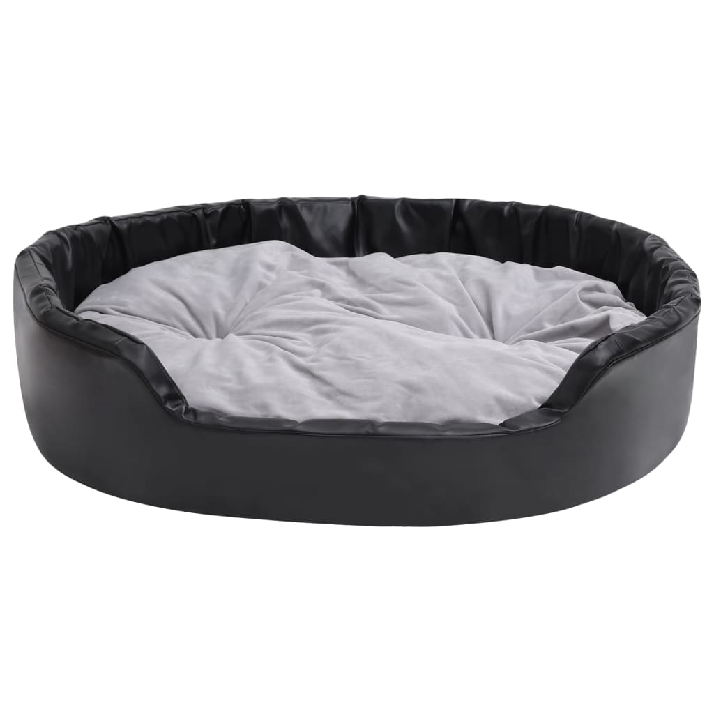 Berkfield Dog Bed Black and Grey 99x89x21 cm Plush and Faux Leather