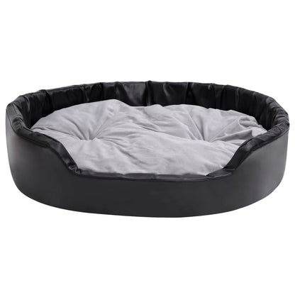 Berkfield Dog Bed Black and Grey 99x89x21 cm Plush and Faux Leather
