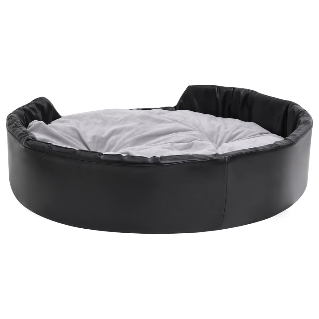 Berkfield Dog Bed Black and Grey 99x89x21 cm Plush and Faux Leather