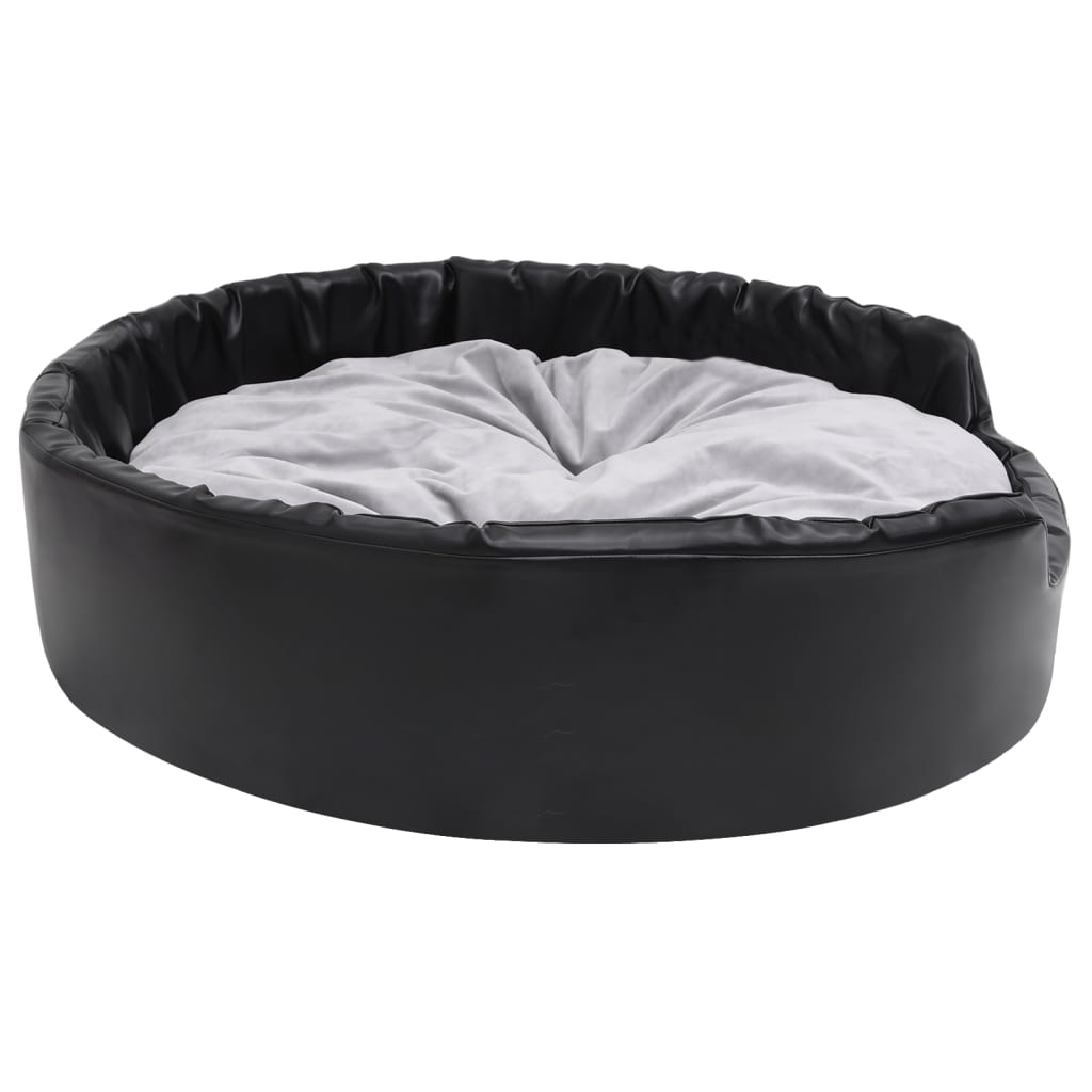 Berkfield Dog Bed Black and Grey 99x89x21 cm Plush and Faux Leather