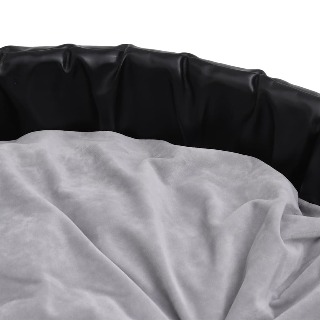 Berkfield Dog Bed Black and Grey 99x89x21 cm Plush and Faux Leather