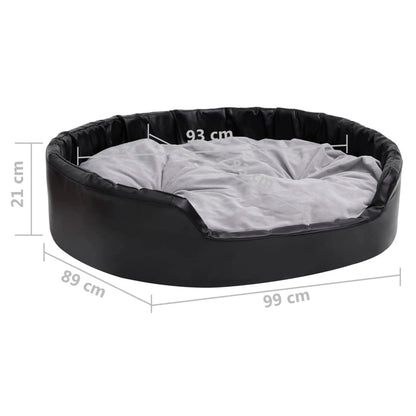 Berkfield Dog Bed Black and Grey 99x89x21 cm Plush and Faux Leather