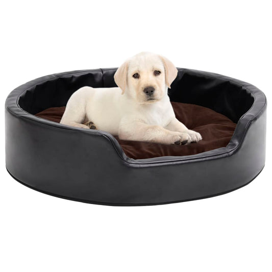 Berkfield Dog Bed Black and Brown 69x59x19 cm Plush and Faux Leather