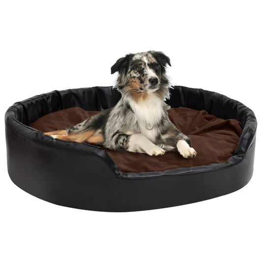 Berkfield Dog Bed Black and Brown 99x89x21 cm Plush and Faux Leather