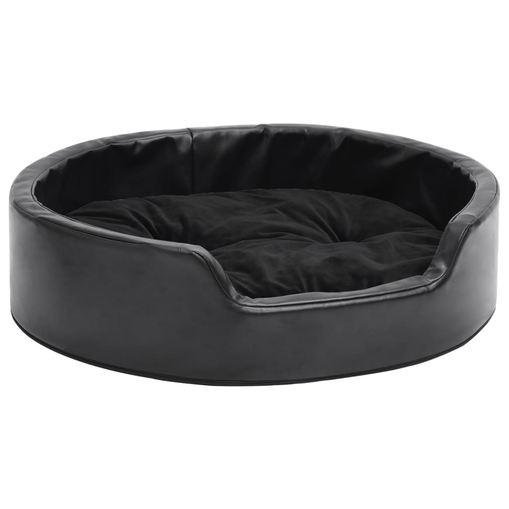 Berkfield Dog Bed Black 69x59x19 cm Plush and Faux Leather