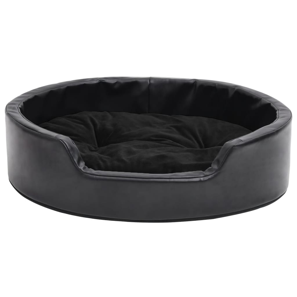 Berkfield Dog Bed Black 69x59x19 cm Plush and Faux Leather