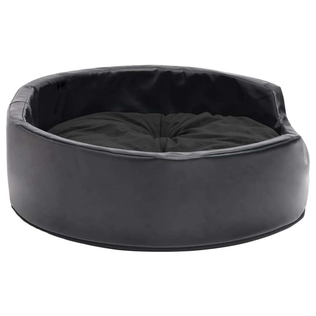 Berkfield Dog Bed Black 69x59x19 cm Plush and Faux Leather