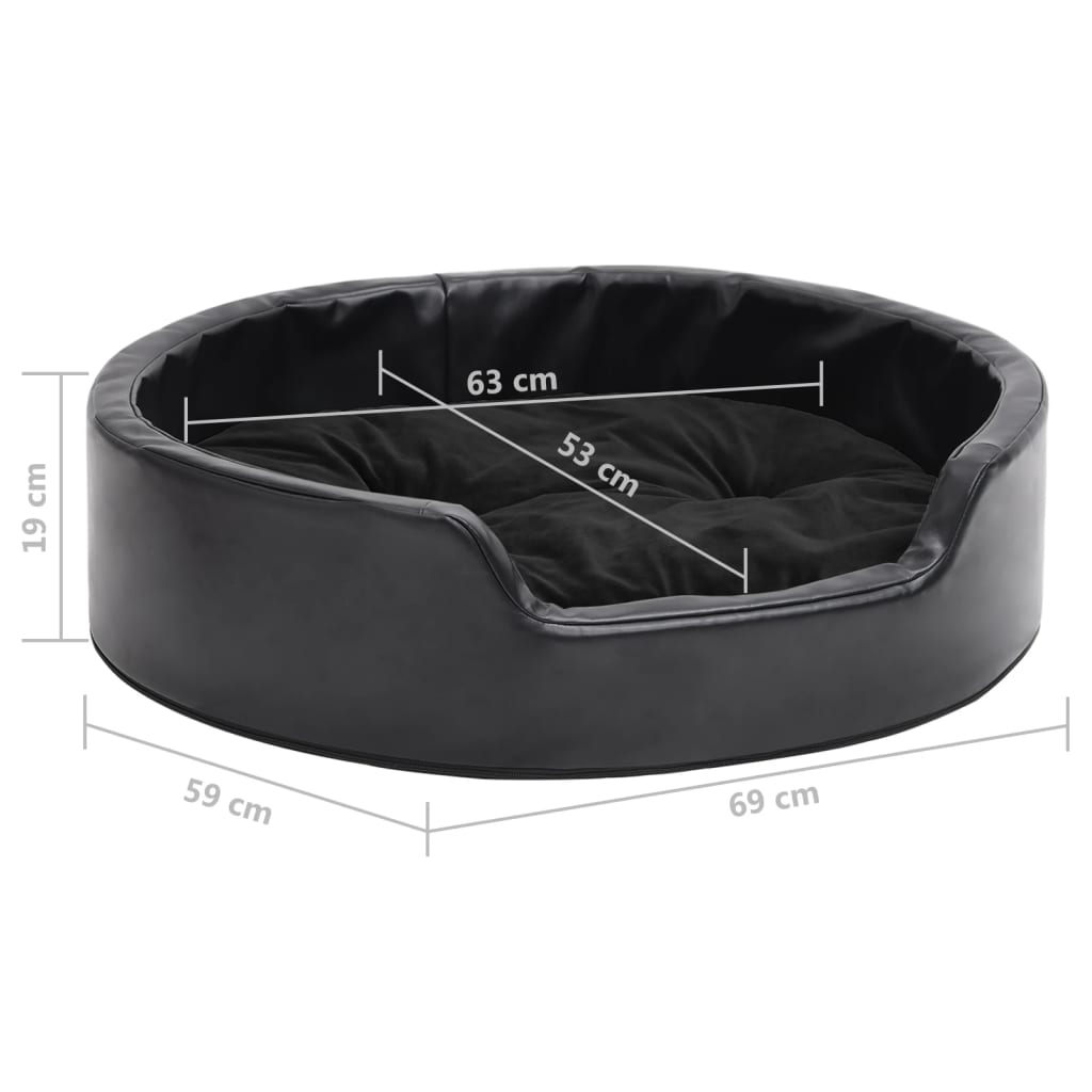 Berkfield Dog Bed Black 69x59x19 cm Plush and Faux Leather