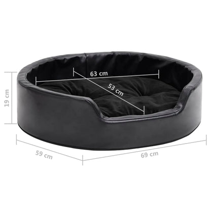 Berkfield Dog Bed Black 69x59x19 cm Plush and Faux Leather