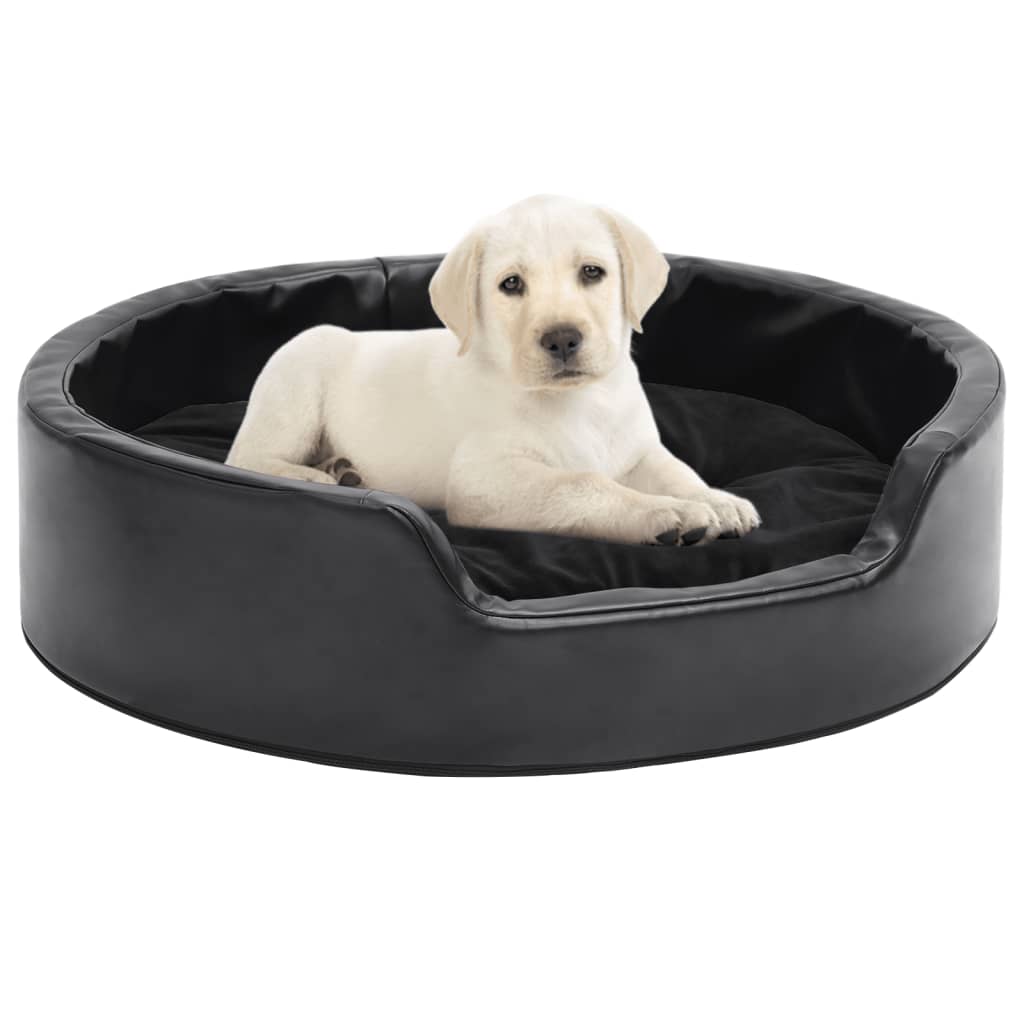 Berkfield Dog Bed Black 69x59x19 cm Plush and Faux Leather
