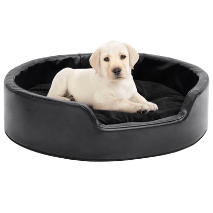 Berkfield Dog Bed Black 69x59x19 cm Plush and Faux Leather