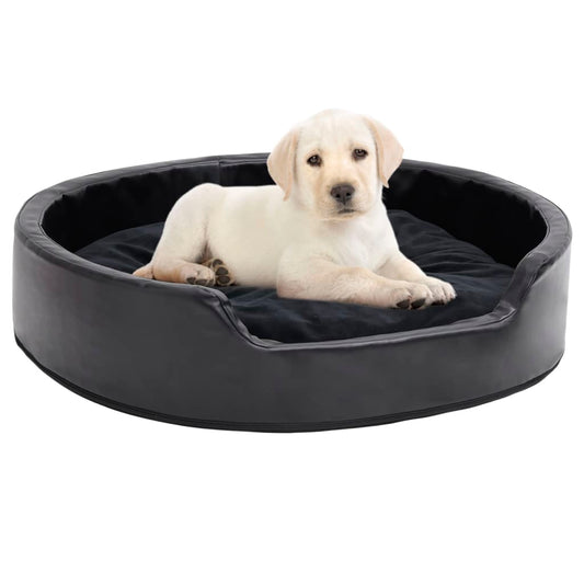 Berkfield Dog Bed Black 79x70x19 cm Plush and Faux Leather