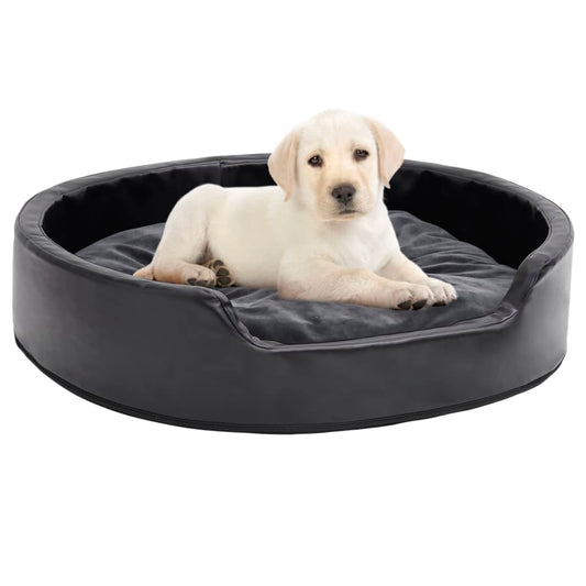 Berkfield Dog Bed Black and Dark Grey 79x70x19 cm Plush and Faux Leather