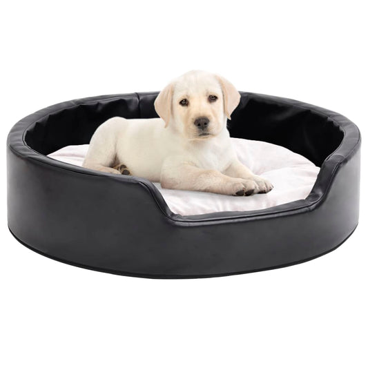 Berkfield Dog Bed Black and Beige 69x59x19 cm Plush and Faux Leather