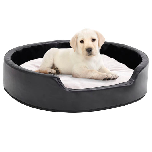 Berkfield Dog Bed Black and Beige 79x70x19 cm Plush and Faux Leather