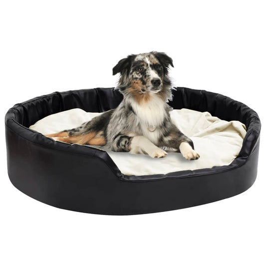 Berkfield Dog Bed Black and Beige 99x89x21 cm Plush and Faux Leather