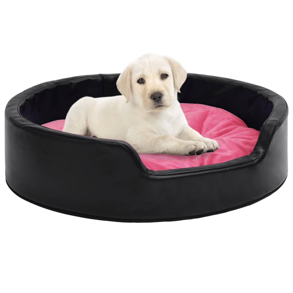 Berkfield Dog Bed Black and Pink 69x59x19 cm Plush and Faux Leather