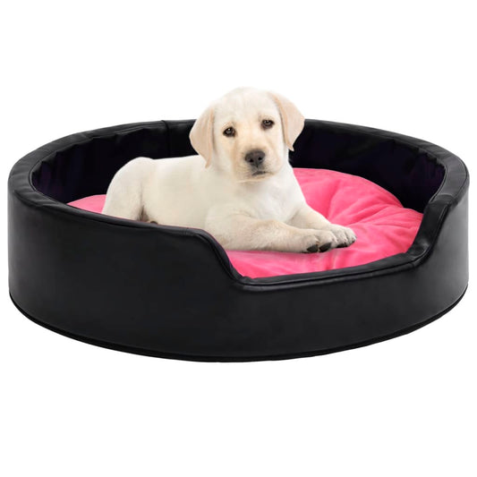Berkfield Dog Bed Black and Pink 79x70x19 cm Plush and Faux Leather