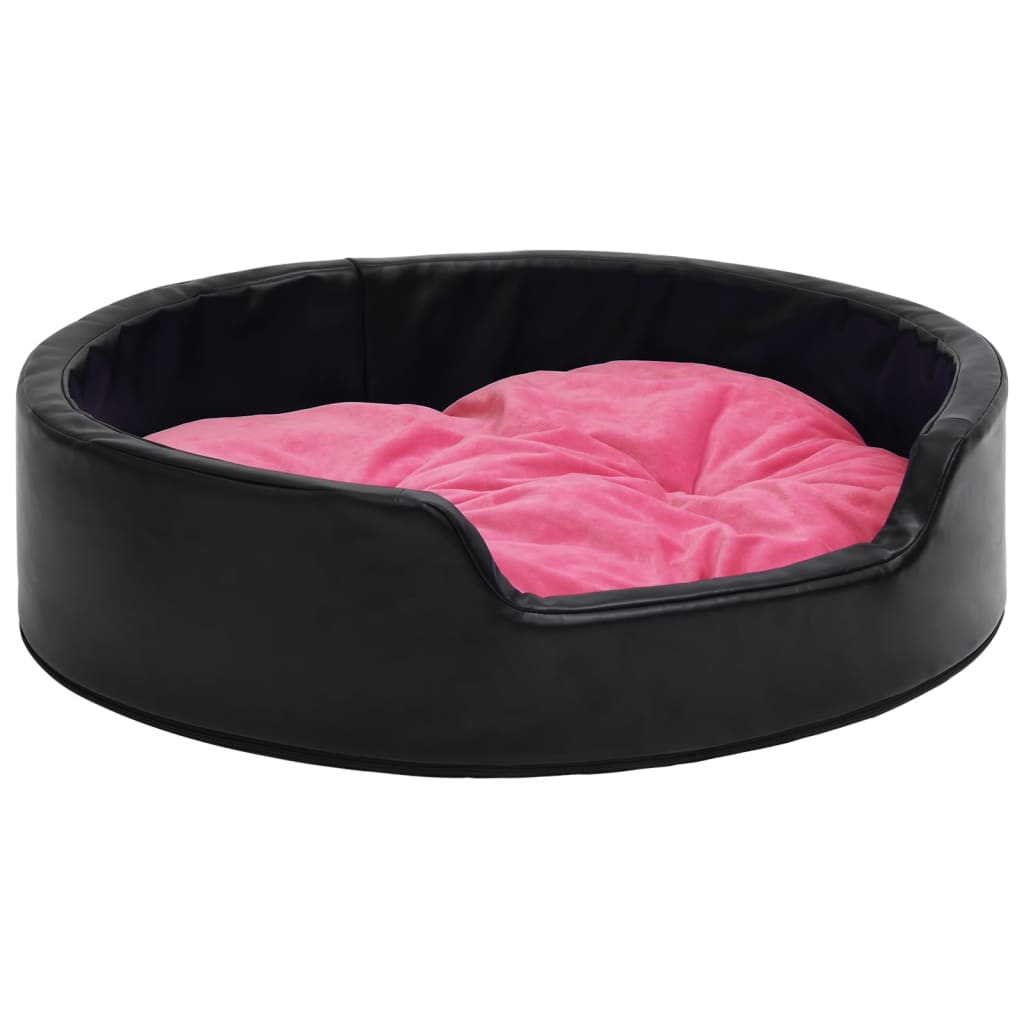 Berkfield Dog Bed Black and Pink 90x79x20 cm Plush and Faux Leather