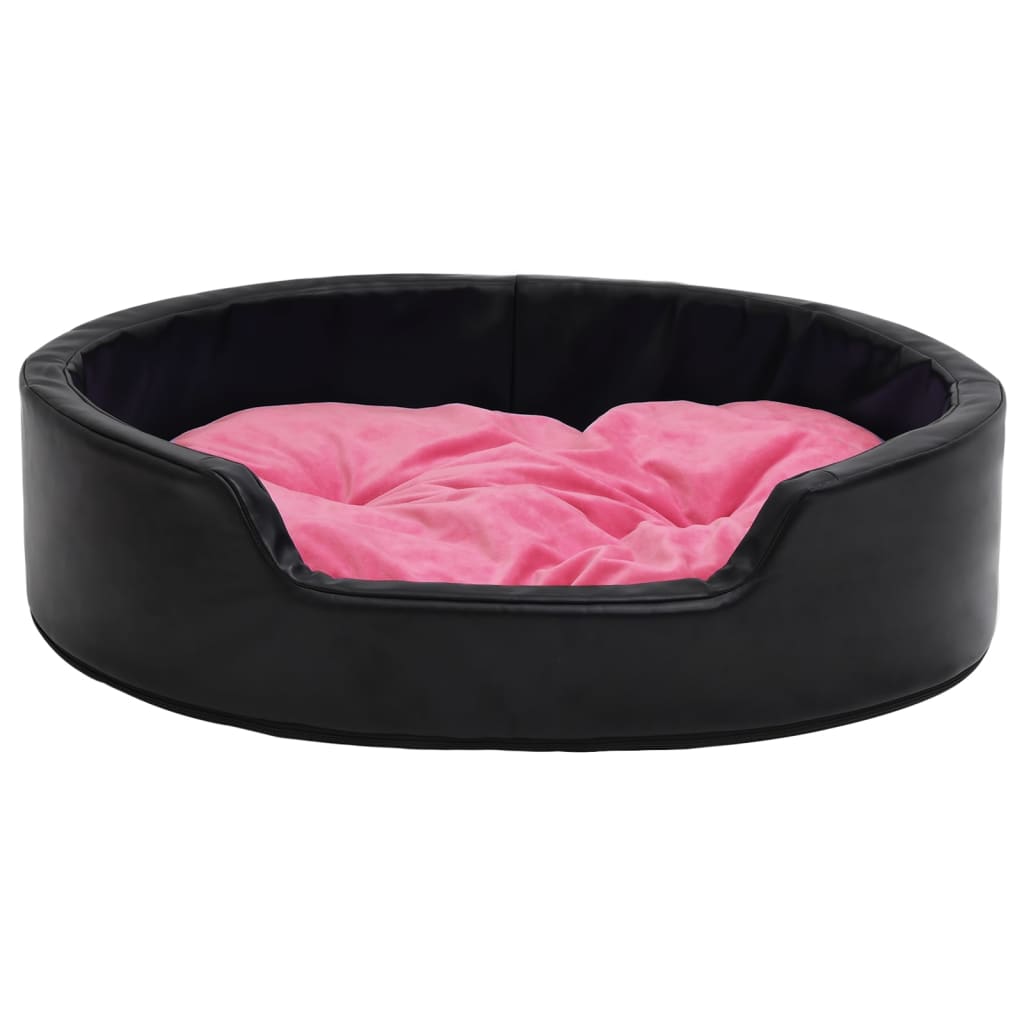 Berkfield Dog Bed Black and Pink 90x79x20 cm Plush and Faux Leather