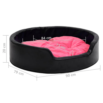 Berkfield Dog Bed Black and Pink 90x79x20 cm Plush and Faux Leather