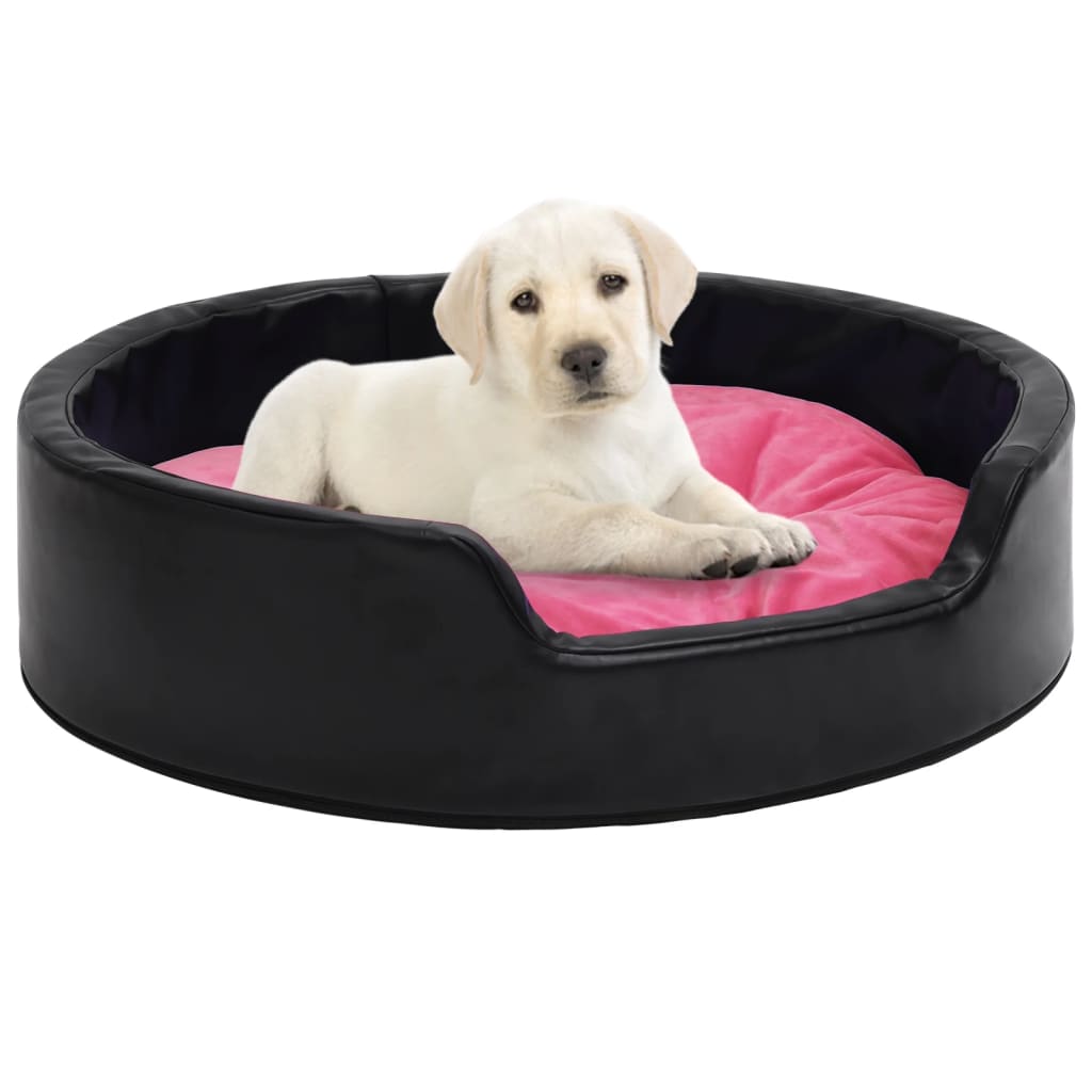 Berkfield Dog Bed Black and Pink 90x79x20 cm Plush and Faux Leather