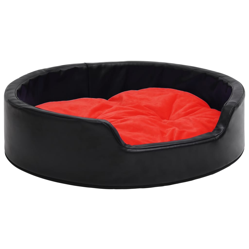 Berkfield Dog Bed Black and Red 79x70x19 cm Plush and Faux Leather