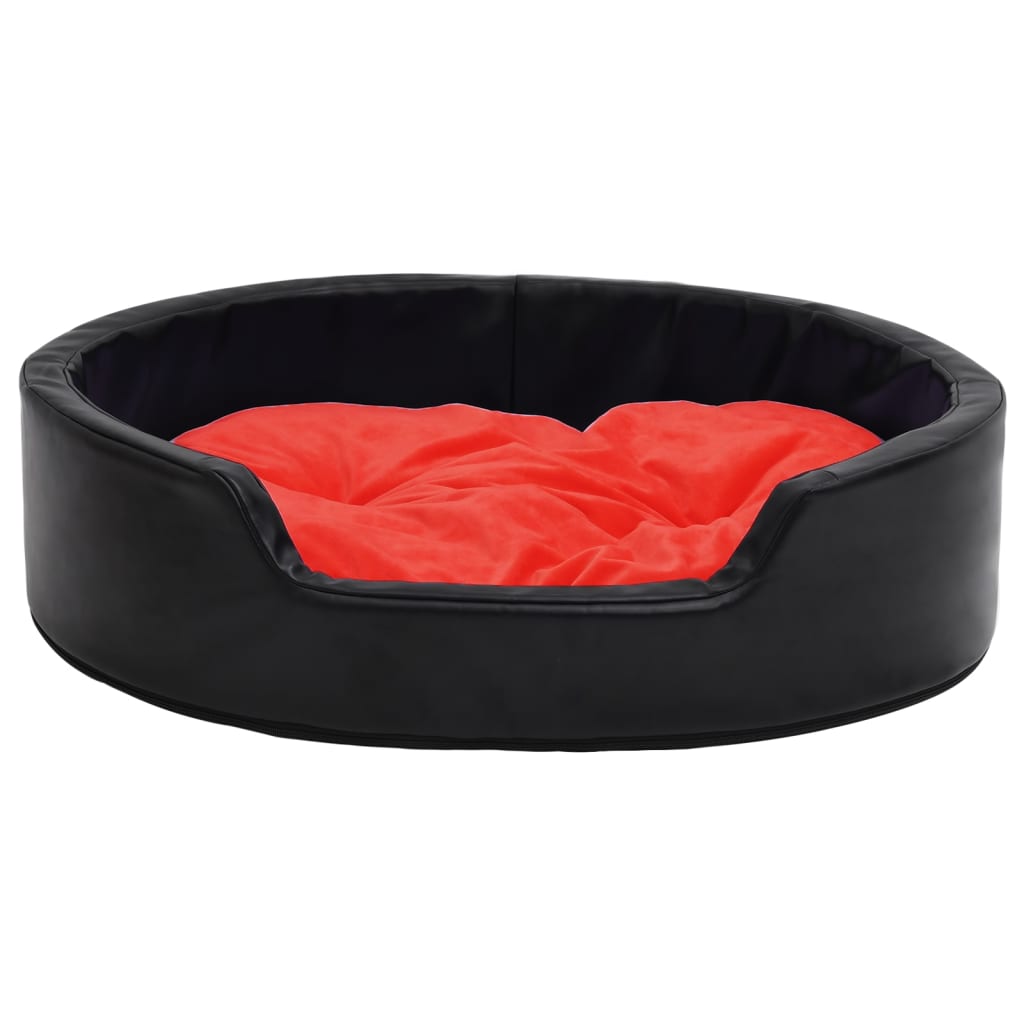 Berkfield Dog Bed Black and Red 79x70x19 cm Plush and Faux Leather
