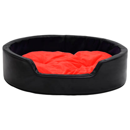 Berkfield Dog Bed Black and Red 79x70x19 cm Plush and Faux Leather