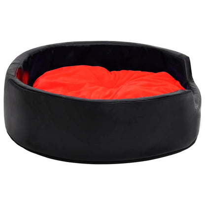 Berkfield Dog Bed Black and Red 79x70x19 cm Plush and Faux Leather